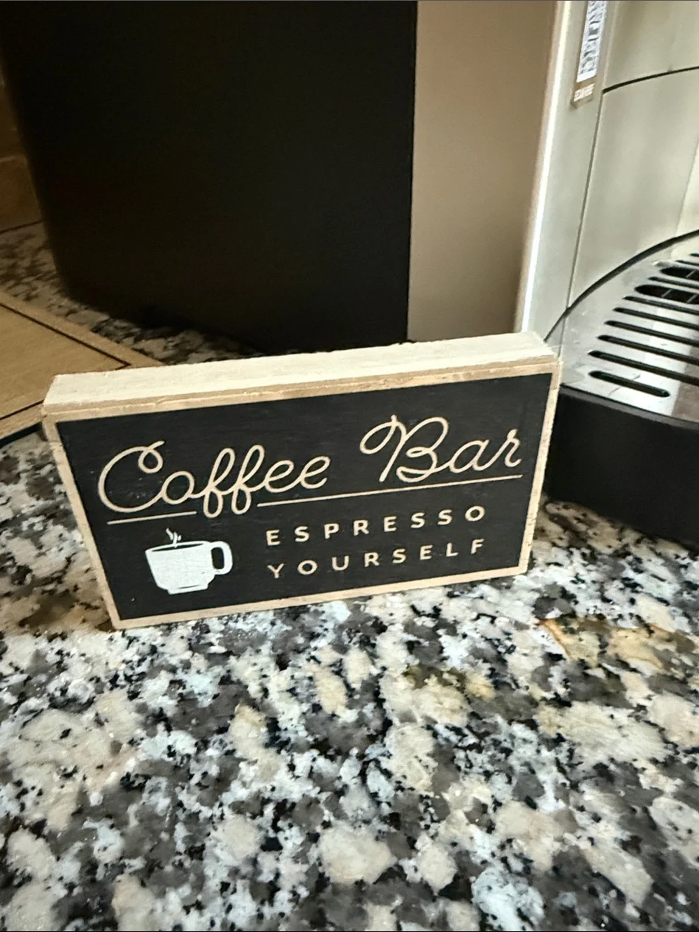 Coffee Bar Espresso Yourself Wooden Decorative Sign - Black